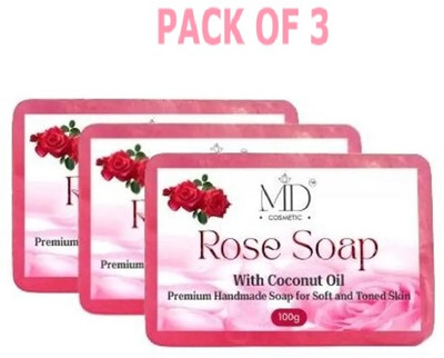 MD COSMETIC Pure Rose Soap|Bathing Moisturizing Soap(3 x 100 g)