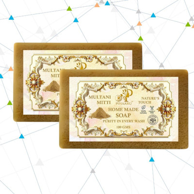 Pihaaru Pack of 2 Mud Magic Multani Mitti Soap – Handmade & Skin Loving(200g);(2 x 100 g)
