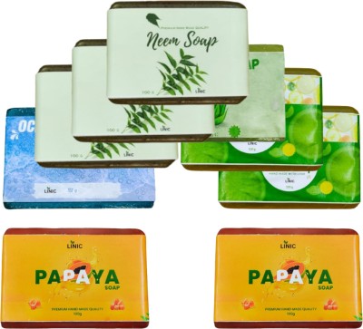 linic HERBAL NEEM SOAP(3), ALOE VERA(1), LEMON(2), OCEAN BLUE(1), PAPAYA(2)(9 x 100 g)