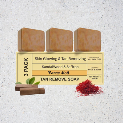 PARAS MOTI Magic Glow Brightening Sandalwood & Saffron Soap Paraben-Free Bar (Pack of 3)(3 x 100 g)