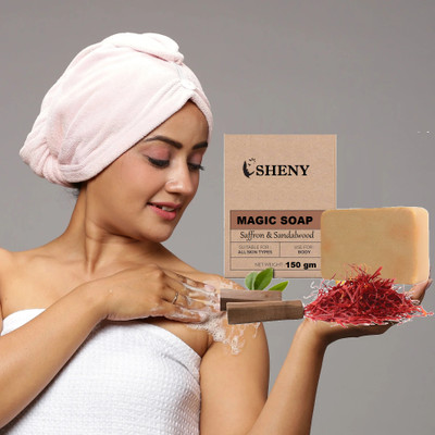 Sheny Cream Beauty Bathing Bar For soap Soaps Sandalwood & Saffron Magic Soaps(150 g)