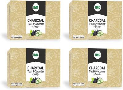 IMC Charcoal Tulsi & Cucumber Soap | Unclogs Pores, Removes Toxins & Fights Acne(4 x 75 g)