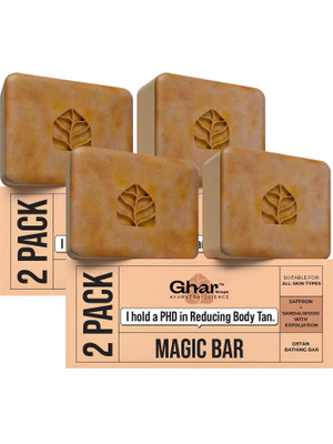 Ghar Soaps Magic Soap Sandal Wood And Saffron for DeTan and Glowing Brightening Skin(4 x 100 g)