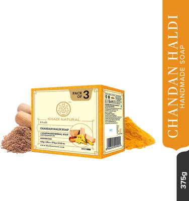 KHADI NATURAL Hand Made Chandan Haldi Soap Pack of 3(3 x 125 g)
