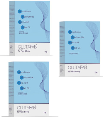 Glutafab Lite Moisturizing & Brightening Soap with Glutathione, kojic acid & Olive Oil(3 x 75 g)
