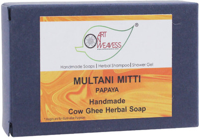 artnweavess Handmade Cow Ghee Herbal Soap with Multani Mitti & Papaya(2 x 100 g)