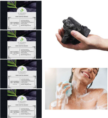Dr. NAvadiya 4 Pack Of Combo Charcoal Soap For Skin Glowing & Dirt Removal(4 x 100 g)