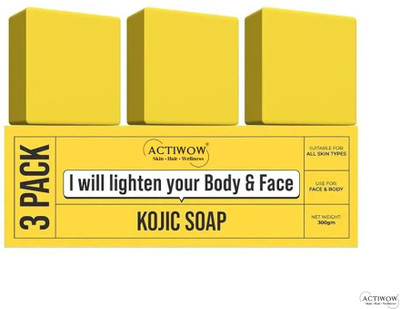 ACTIWOW Kojic Soap for Tan Removal & Glow Skin 3PCS(3 x 100 g)