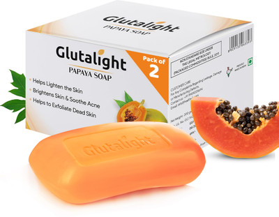 Glutalight Papaya Soap with Glutathione for Brightening & DeTan(2 x 100 g)