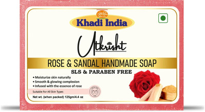 Utkrisht Khadi Rose & Sandal Bath Soap - Hydrating Natural Bar Soap for Glowing Skin(125 g)