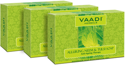 vaadi Herbals Alluring Neem-Tulsi Soap with Vitamin E & Tea Tree Oil (75 gms x 3)(3 x 75 g)