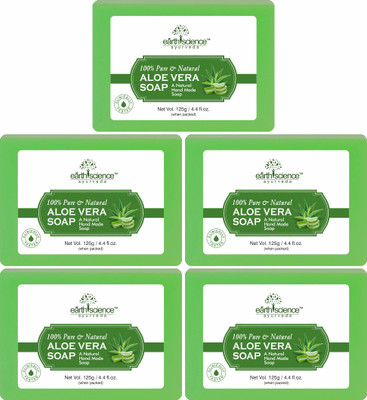 Earth Science Ayurveda Handmade Herbal Natural Aloe Vera Bath Soap made with Natural Oils(5 x 125 g)