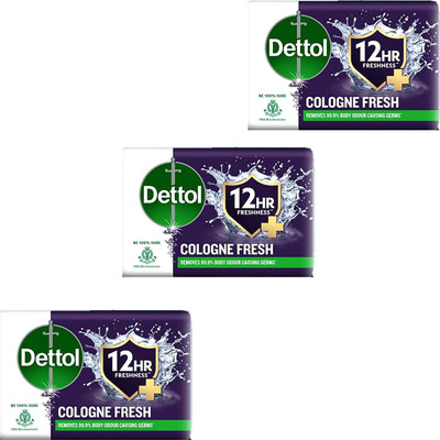 Dettol Cologne Fresh Bathing Soap Bar Freshness & Cool 12hr Pack of - 100gm x 3(3 x 100 g)