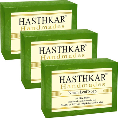 HASTHKAR Handmades Glycerine Neem Leaf Soap-125gm pack of 3(3 x 125 g)