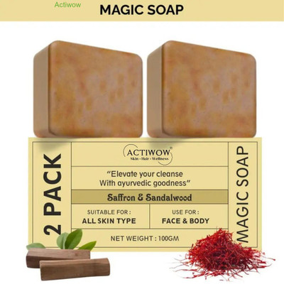ACTIWOW Magic Soap Floral Shine Bar with Rose and Hibiscus 2Pcs(2 x 100 g)