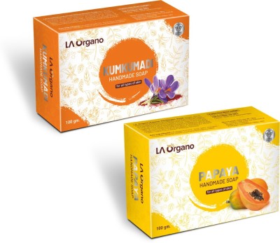 LA Organo Kumkumadi & Papaya Natural Handmade Bath Soap(2 x 100 g)