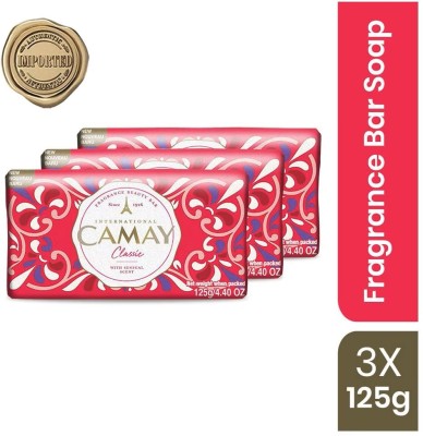 Camay Classic Carnations & Roses Beauty Soap with Indulging French Fragrance(3 x 125 g)