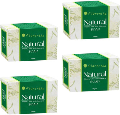FLORENTHA JRT NATURAL SOAP NEEM , TULSI FOR NATRUAL GLOWING SKIN PACK OF 4(4 x 75 g)