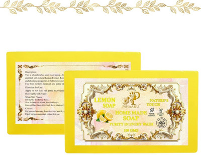 Pihaaru Pack of 2 ,Lemon Splash Soap – Deep Clean with Natural Freshness (200g).(2 x 100 g)