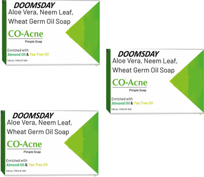 DOOMSDAY CO-ACNE PIMPLE SOAP ENRICHED WITH ALMOND OIL& TEA TREE OIL PACK OF 3(3 x 75 g)