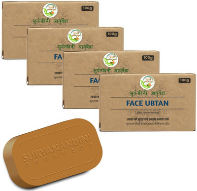SURYANANDINI AYURVEDA Hand Made Multani Mitti Mukh Sodhak Face Ubtan Soap. Suitable For All Skin Types(4 x 100 g)