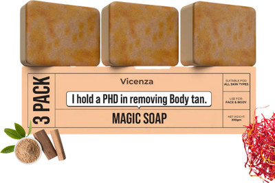 Vicenza Magic Soaps For Bath | tan remove soap Natural Herbal Glow Cleanser 15(3 x 100 g)