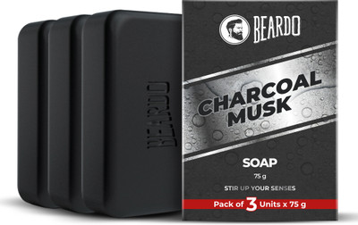 BEARDO Charcoal Musk Soap | Deep Cleansing & Removes Dirt For Healthy Looking Skin(3 x 75 g)