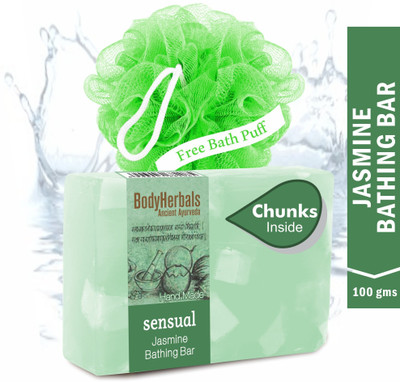 BodyHerbals Sensual Soap, Hand Made Jasmine Bathing Bar with Natural Chunks(100 g)
