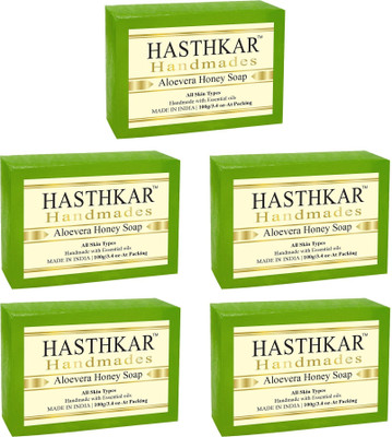 HASTHKAR Handmades Glycerine Aloevera Honey Soap-100gm pack of 5(5 x 100 g)