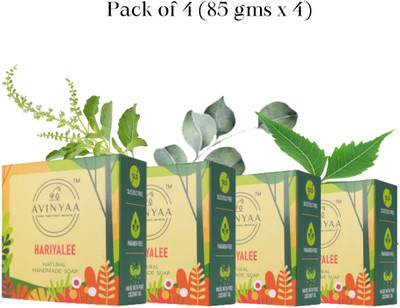 avinyaa Hariyalee Natural Anti-aging Bar with Fennel, Rosemary, Neem etc(4 x 85 g)