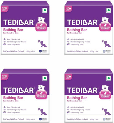 Tedibar Baby Bathing Bar 200 g x Pack of 4(4 x 200 g)