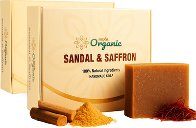 HEXA ORGANIC Handmade Herbal Soap Sandal & Saffron PACK OF 2(2 x 100 g)