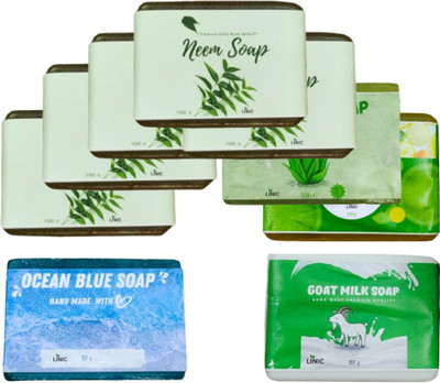 linic HERBAL NEEM SOAP(5), ALOE VERA(1), LEMON(1), OCEAN BLUE(1), GOAT MILK(1)(9 x 100 g)