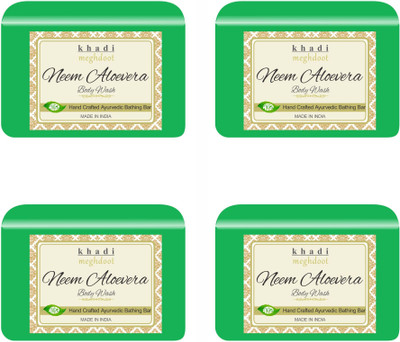 MEGHDOOT Neem Aloevera Body Wash Handcrafted Ayurvedic Bathing Bar 125gm (Pack of 4)(4 x 125 g)
