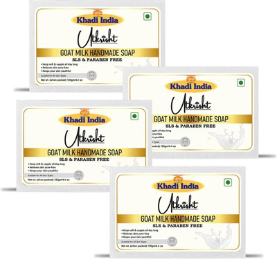 Utkrisht Khadi Handmade Goat Milk Bathing Soap - Rich in Vitamins & Minerals(4 x 125 g)