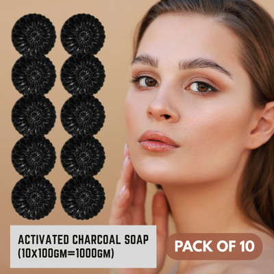 BadaHair Pack of 10 Deep Cleaning Charcoal Soap for Men & Women(10 x 100 g)