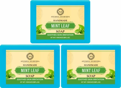 Ayusoul Ayurveda Khadi Herbal Natural Mint Bath Soap for Soothing & Natural Skin(3 x 100 g)