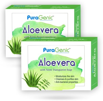 Puragenic Aloevera with Neem Transparent Soap - Combo Pack of 2(2 x 75 g)