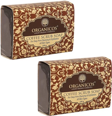 ORGANICOS Coffee Scrub Bath Soap For Tan removal & Moisturizing Soap(2 x 100 g)