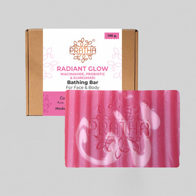 PRATHA Niacinamide,Probiotic & Kumkumadi-Radiant Glow-Cold Process Handmade Bathing Bar(100 g)