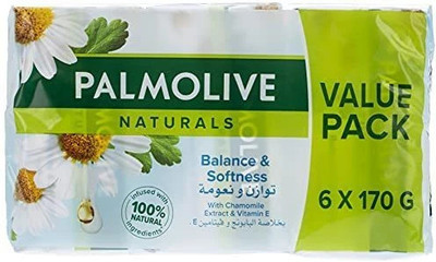 PALMOLIVE Naturals Bar Soap Balanced and Mild with Chamomile and Vitamin E, 170 gm, Pack of 6(6 x 170 g)