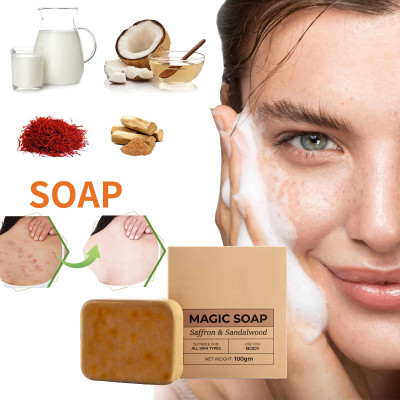 Sheny Bar Magic Soap Sandal Wood And Saffron for DeTan and Glowing Brightening Skin(100 g)