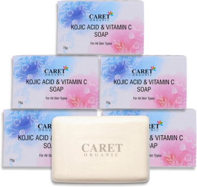Caret Organic Vitamin C Kojic Acid Soap For Brighter skin | Natural Glowing Skin(5 x 75 g)