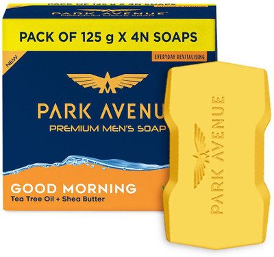 PARK AVENUE Men Set Of 4 Good Morning Premium Soap with Shea Butter & Tea Tree - 125g Each(4 x 125 g)