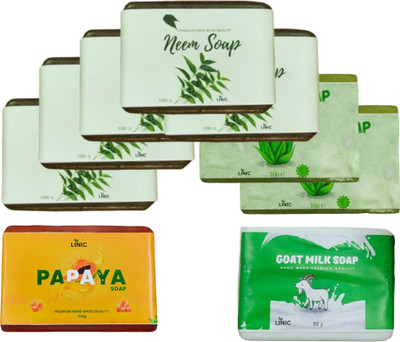 linic HERBAL NEEM SOAP(5), ALOE VERA(2), PAPAYA(1), GOAT MILK(1)(9 x 100 g)