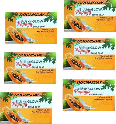 DOOMSDAY BIOSKIN GLOW PAPAYA SOAP FOR SMOOTHING & BRIGHTNING SKIN PACK OF 6(6 x 75 g)