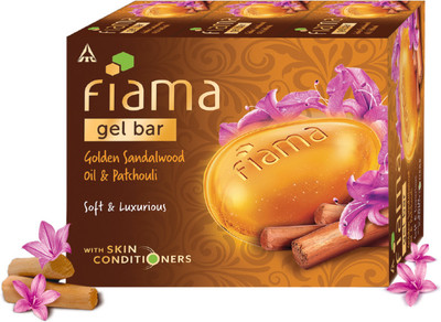FIAMA Golden Sandalwood Oil & Patchouli Soap Gel Bathing Bar for Moisturised Soft Skin(3 x 125 g)