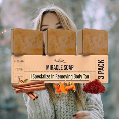 HINDSTAR Soaps Wood And Saffron Soap For Glowing & Refreshing Skin (pack of 3) )))(3 x 33.33 g)