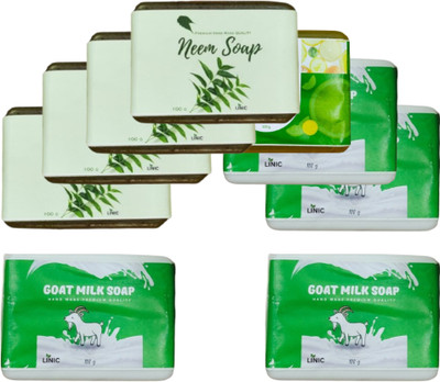 linic HERBAL NEEM SOAP(4), LEMON SOAP(1), GOAT MILK SOAP(5)(9 x 100 g)