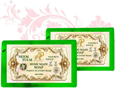 Pihaaru Pack of 2 ,Neem Tulsi Herbal Bliss Soap – Soft & Clean Skin Everyday (200g)[(2 x 100 g)